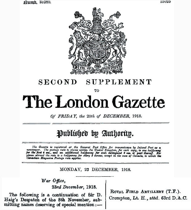 H Crompton gazetted MID. 23dec1918 - 86kB jpg