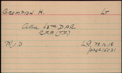 Harry Crompton's medal index card - 26kB jpg
