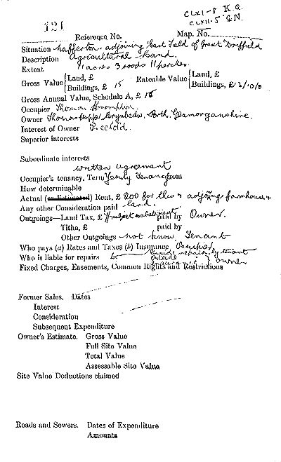 Eastfield 1910 Valuation Survey, page 1 - 62kB jpg