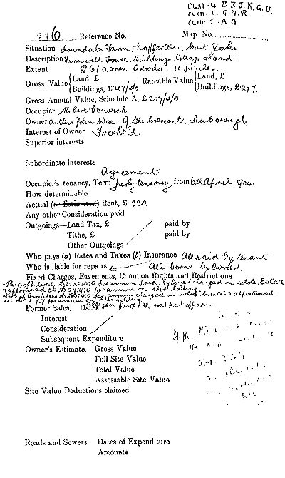 Great Houndales Valuation Survey 1910, page 1 of 4 - 63kB jpg