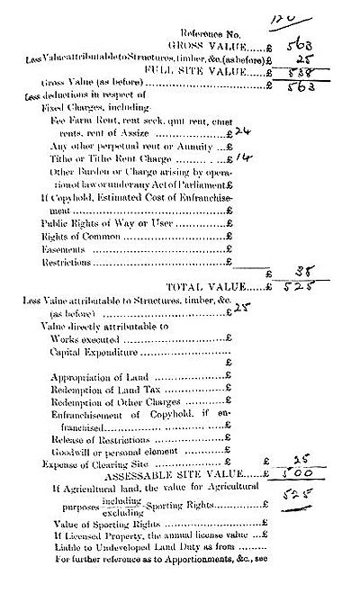 Nafferton Wolds Valuation Survey 1910, page 4 of 4 - 61kB jpg