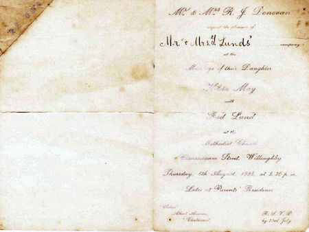 Fred and Hilda's wedding invitation - 29kB jpg