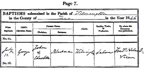 George Blackman's chistening registration - 16Kb gif