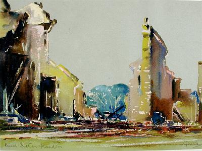 Watercolour of Chateaun Segard - 44kB jpg