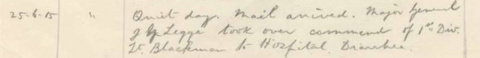 8th Bn War Diary 25 June 1915 - 9kB jpg