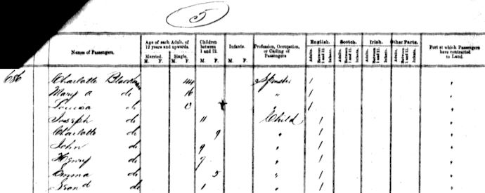 Leonard Blackman passenger list - 33kB jpg