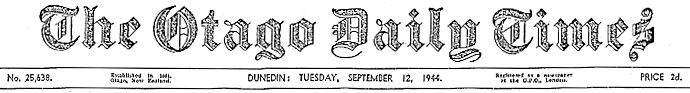 Otago Daily banner 12 September 1944 - 23kB jpg