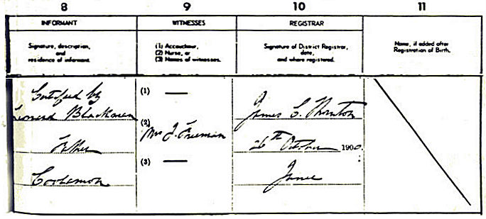 Lucy Blackman's birth certificate #2 - 45kB jpg