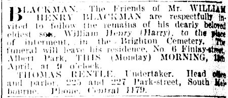 WH Blackman funeral arrangements - 34kB jpg