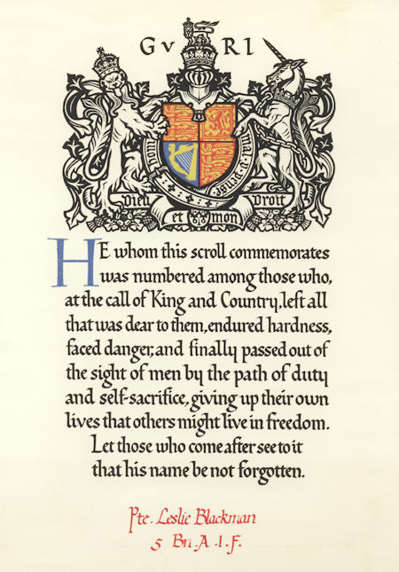 Les Blackman's death scroll - 77kB jpg