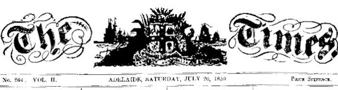 Adelaide Times 20 July 1850 banner - 37kB jpg
