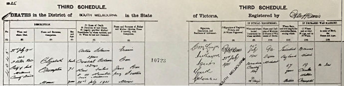 Elizabeth Crompton's death record - 35kB jpg