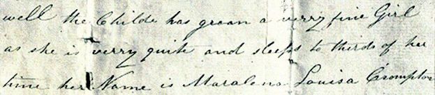 Caleb's announcement of Maralena Louisa's birth - 25kB jpg