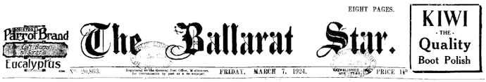 The Ballarat Star banner of 07 March 1924 - 23kB jpg