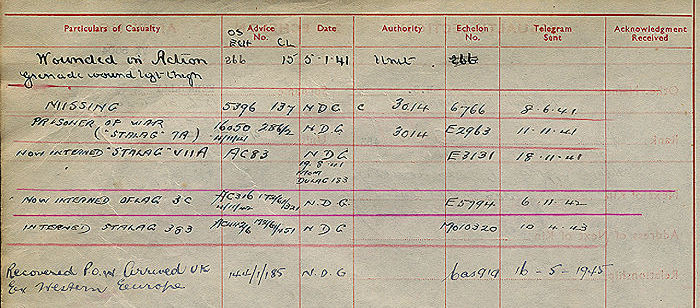 Norman Kennealley's POW record - 90kB jpg