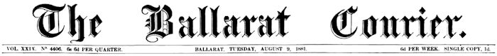 Ballarat Courier 09 August 1881 banner - 16kB jpg