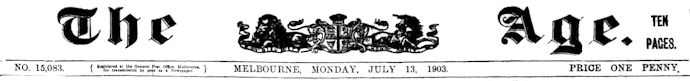 The Age banner 13 July 1903 - 17kB jpg