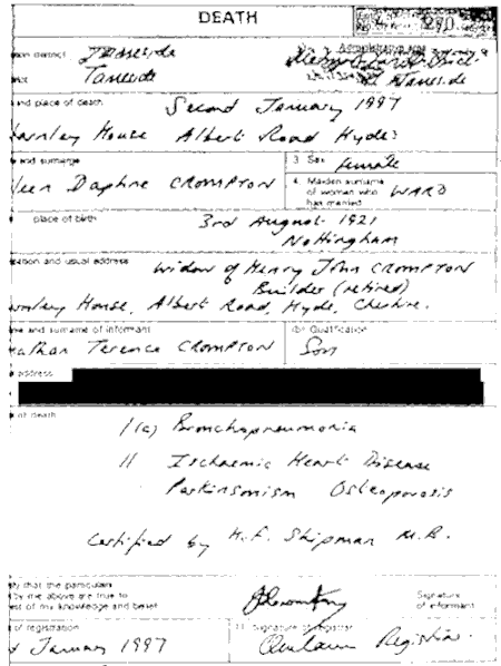 Eileen Crompton's death certificate - 20kB gif