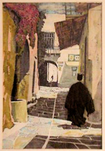 Harper Crompton, Corfu Priest (Gouache 37cm x 54cm 1965) - 37kb jpg