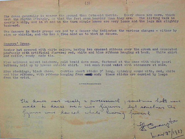 An example of the morris dances collected by Harper Crompton - 77Kb jpg