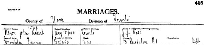 JR Nixon's wedding entry 15 May 1911 - 19kB jpg