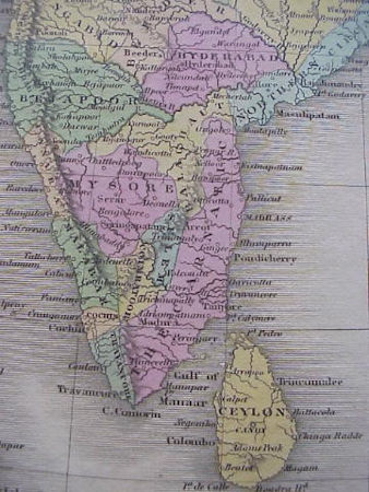 A 1820 map of south India showing Madras - 49Kb jpg