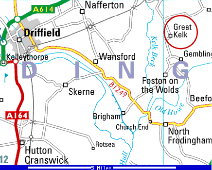 Map locating Great Kelk - 28Kb gif