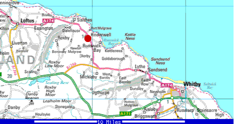 A map locating Robert Crompton's land at Hinderwell 21Kb gif