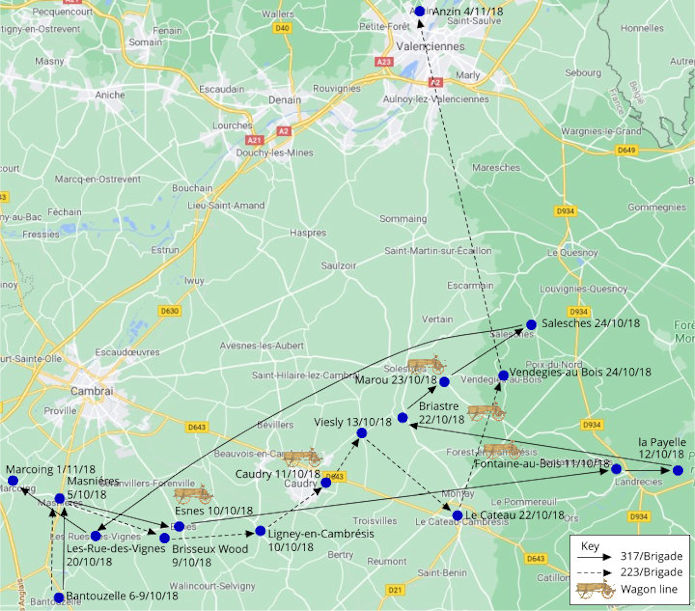 Artillery movement October 1918 - 108kB jpg