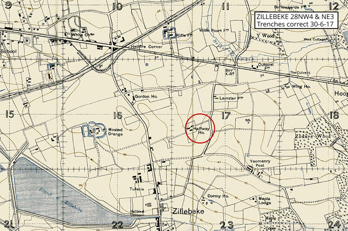 Trench map showing Halfway House - 146kB jpg