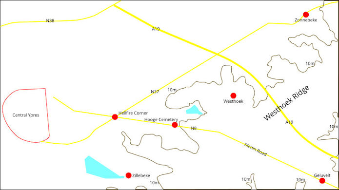 Map locating Westhoek - 48kB jpg
