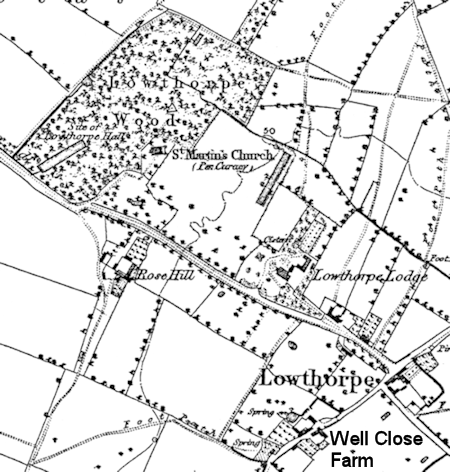 1854 Ordnance Survey map locating Well Close - 121Kb gif