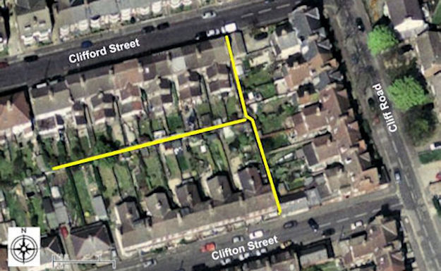 Map locating Clifton Street - 70kB jpg