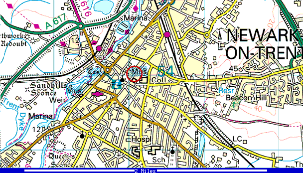 Map of Newark locating Appleton Gate - 74Kb gif