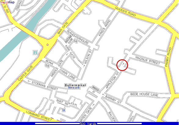 Detailed map of Appleton Gate, Newark - 26Kb gif