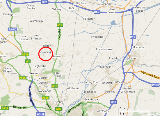 A map locating Campsall, Doncaster - 78kB gif