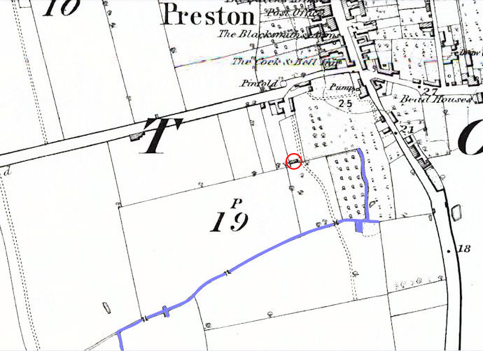 The 1855 OS map showing the probable location of Thomas' death - 62kB jpg