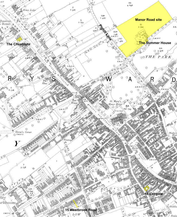 1910 map of Beverley locating Arthur Watts' property - 202kB jpg