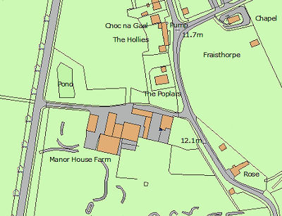Map showing buildings of Manor House Farm - 37kB jpg