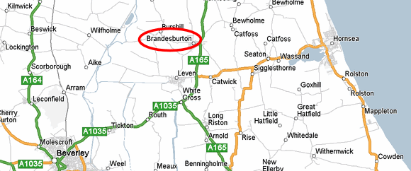 Map locating Brandesburton - 37Kb gif