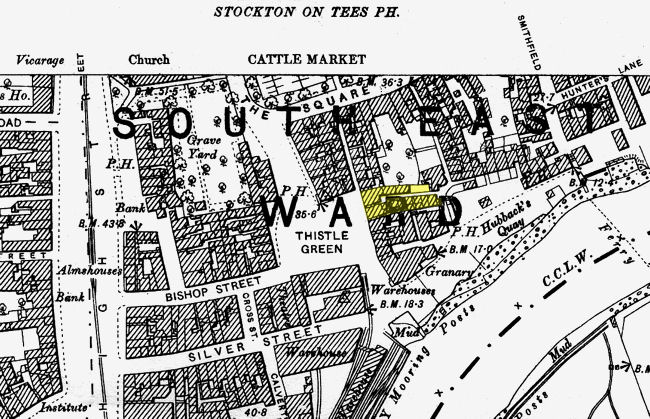 Bolton House Yard, part of the 1897 map of Stockton - 112kB jpg