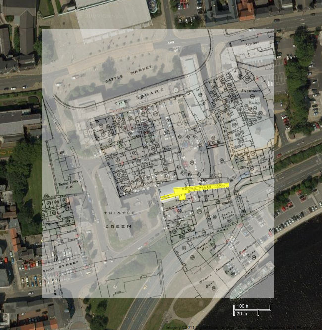 Bolton House Yard on modern Stockton - 111kB jpg