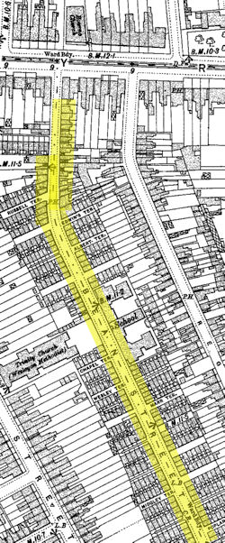 A map of Bean Street, Hull in 1908 - 77kB jpg