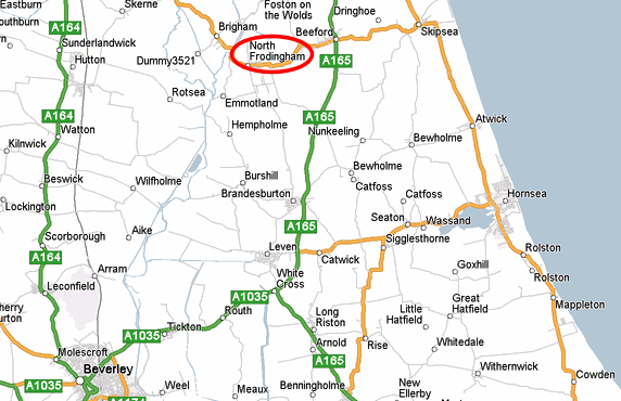 A modern map locating North Frodingham - 50Kb gif