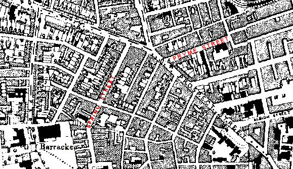 An 1898 map locating Spring Street and Pryme Street - Kb gif