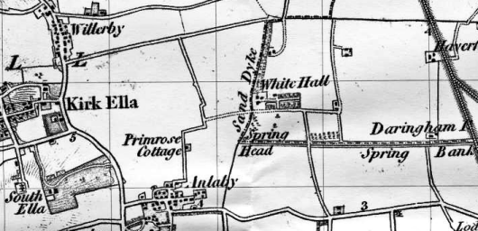 Map locating Springhead Farm in 1852 - 122Kb gif