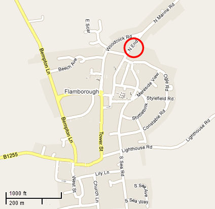 Map locating North End, Flamborough - 28kB gif