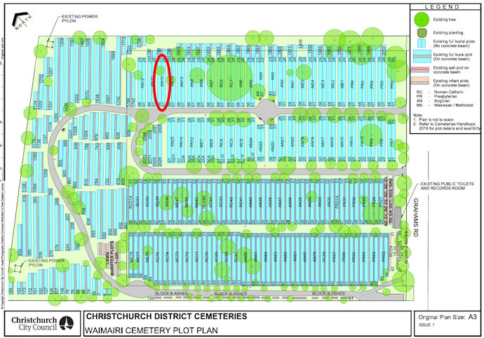 Plan of Waimairi Cemetery - 124kB jpg