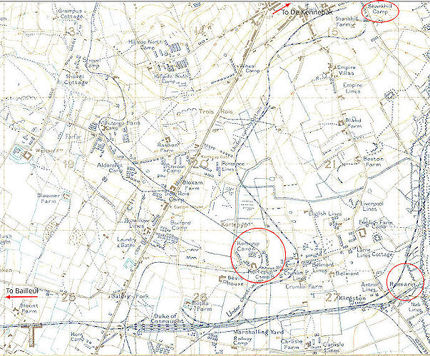 Bailleul trench map 28SW3 20 July 1918 - 154kB jpg