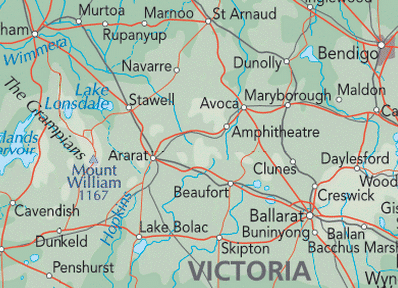 Location of Stawell, Victoria 91Kb-gif